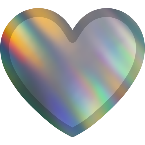 A heart with a holographic pattern. It has an outline that is slightly darker than the rest of it.